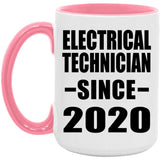 Electrical Technician Since 2020 - 15oz Accent Mug Pink
