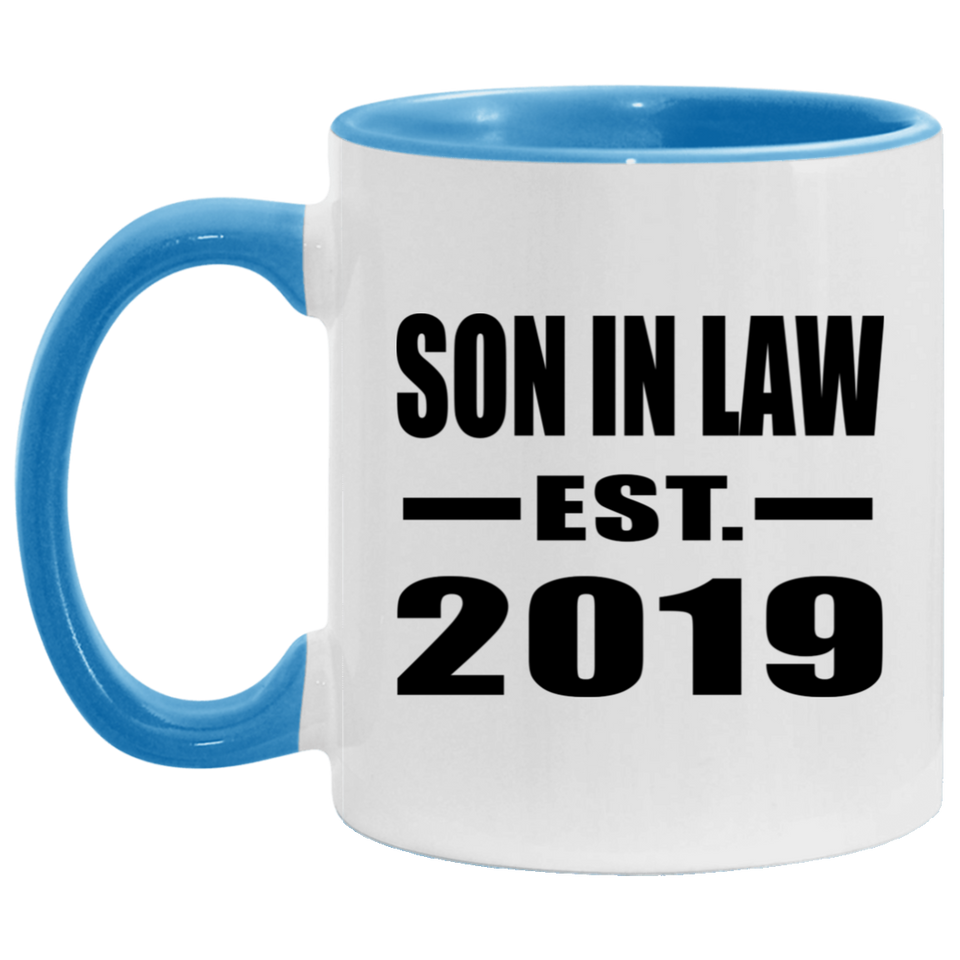 Son In Law Established EST. 2019 - 11oz Accent Mug Blue
