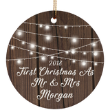First Christmas As Mrs & Mrs Morgan 2018 SUBORNC Circle Ornament