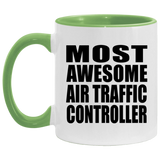 Most Awesome Air Traffic Controller - 11oz Accent Mug Green