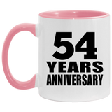 54th Anniversary 54 Years - 11oz Accent Mug Pink