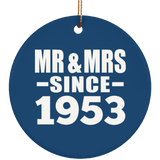 71st Anniversary Mr & Mrs Since 1953 - Circle Ornament