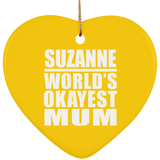 Suzanne World's Okayest Mum - Heart Ornament