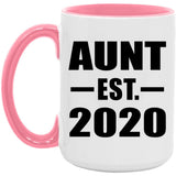 Aunt Established EST. 2020 - 15oz Accent Mug Pink
