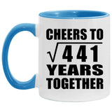 21st Anniversary Cheers To Square Root of 441 Years Together - 11oz Accent Mug Blue