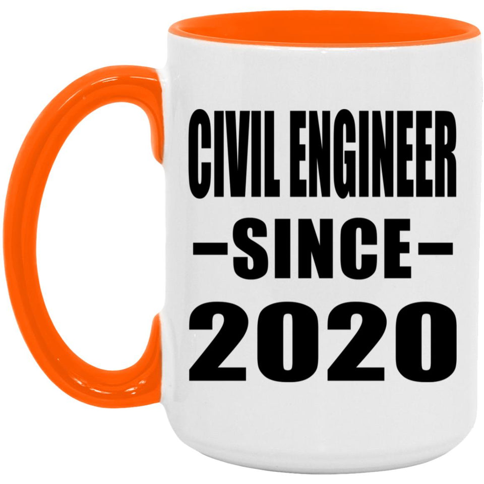 Civil Engineer Since 2020 - 15oz Accent Mug Orange