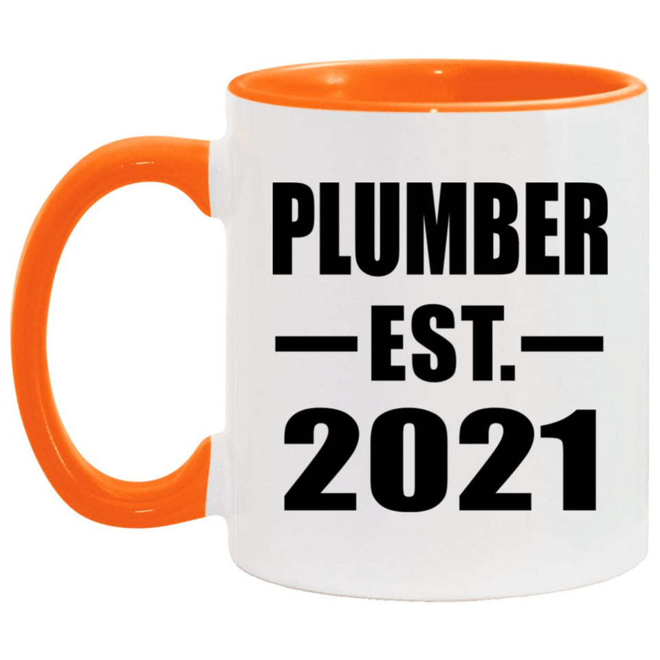Plumber Established EST. 2021 - 11oz Accent Mug Orange