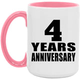 4th Anniversary 4 Years Anniversary - 15oz Accent Mug Pink