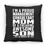 Proud Management Consultant Mom Of Awesome Son - Throw Pillow Black