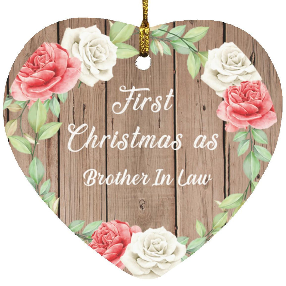 First Christmas As Brother In Law - Heart Ornament B