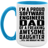 Proud Software Engineer Dad Of Awesome Daughter - 15oz Accent Mug Blue