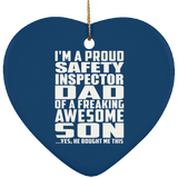 Proud Safety Inspector Dad Of Awesome Son - Heart Ornament