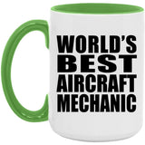 World's Best Aircraft Mechanic - 15oz Accent Mug Green