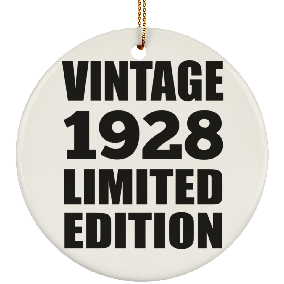 96th Birthday Vintage 1928 Limited Edition - Circle Ornament