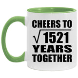 39th Anniversary Cheers To Square Root of 1521 Years Together - 11oz Accent Mug Green