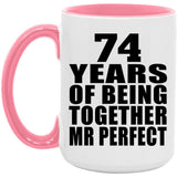 74th Anniversary 74 Years Of Being Mr Perfect - 15oz Accent Mug Pink