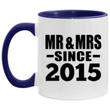 9th Anniversary Mr & Mrs Since 2015 - 11oz Accent Mug Purple