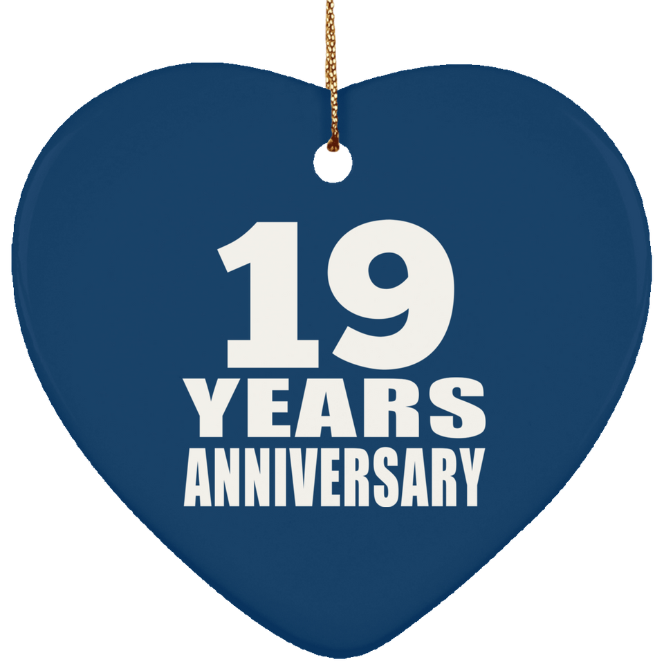 19th Anniversary 19 Years - Heart Ornament