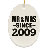 15th Anniversary Mr & Mrs Since 2009 - Oval Ornament