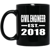 Civil Engineer Established EST. 2018 - 11 Oz Coffee Mug Black