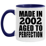 22nd Birthday Made In 2002 Aged to Perfection - 11oz Accent Mug Purple