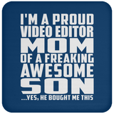 Proud Video Editor Mom Of Awesome Son - Drink Coaster