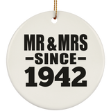 82nd Anniversary Mr & Mrs Since 1942 - Circle Ornament
