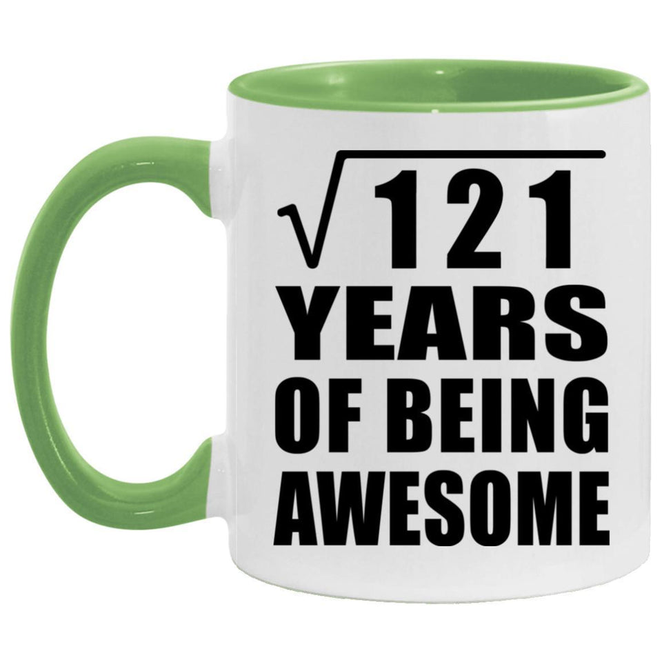 11th Birthday Square Root of 121 Years of Being Awesome - 11oz Accent Mug Green