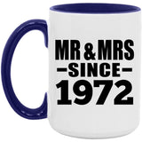 52nd Anniversary Mr & Mrs Since 1972 - 15oz Accent Mug Purple