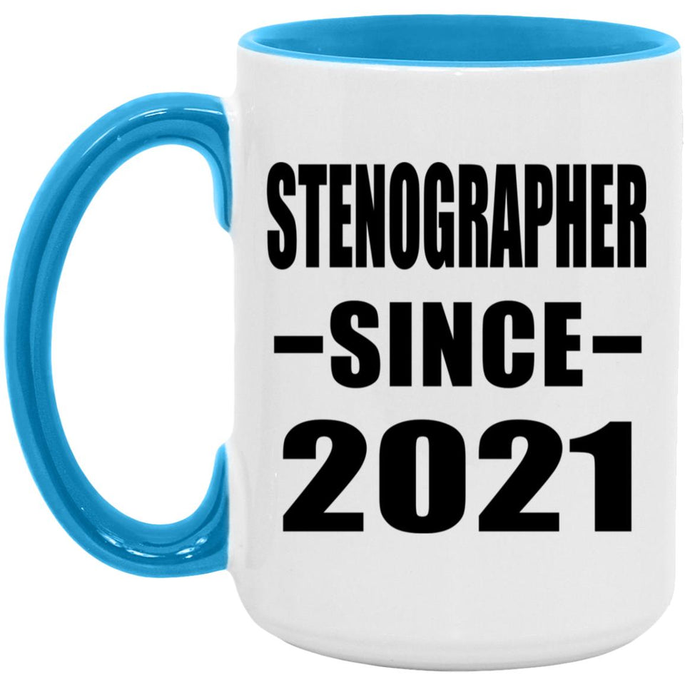 Stenographer Since 2021 - 15oz Accent Mug Blue