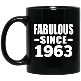 61st Birthday Fabulous Since 1963 - 11 Oz Coffee Mug Black