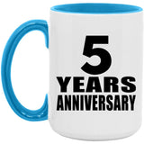 5th Anniversary 5 Years - 15oz Accent Mug Blue