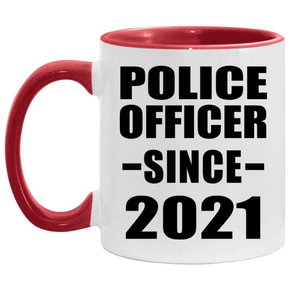 Police Officer Since 2021 - 11oz Accent Mug Red