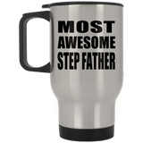 Most Awesome Step Father - Silver Travel Mug
