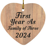 First Year As Family Of Three 2024 - Heart Ornament C