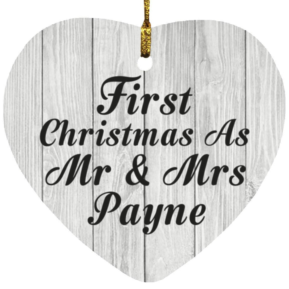 First Christmas As Mr & Mrs Payne - Heart Ornament F