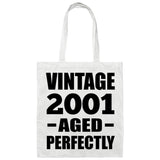 23rd Birthday Vintage 2001 Aged Perfectly - Tote Bag White