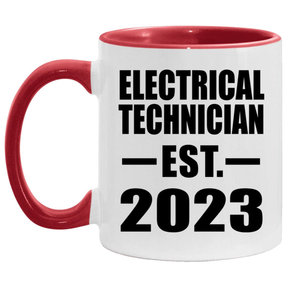 Electrical Technician Established EST. 2023 - 11oz Accent Mug Red