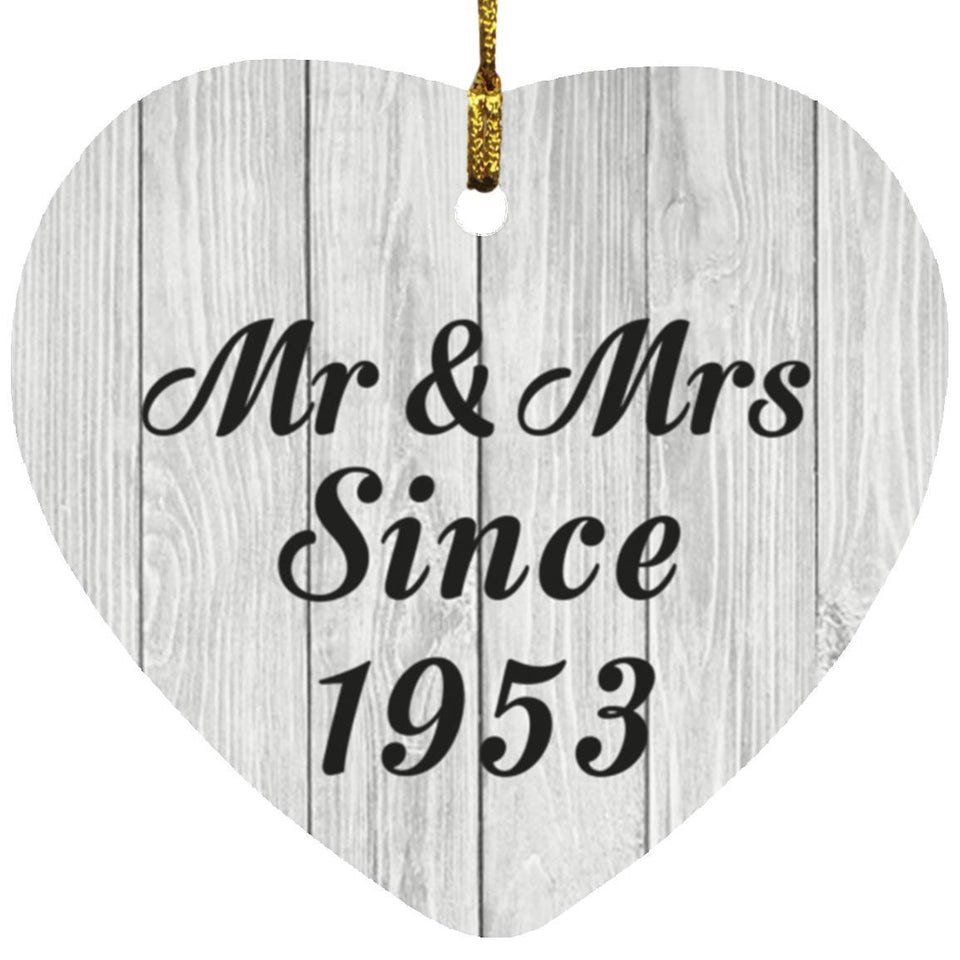 71st Anniversary Mr & Mrs Since 1953 - Heart Ornament F