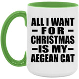 All I Want For Christmas Is My Aegean Cat - 15oz Accent Mug Green