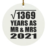 37th Anniversary Square Root of 1369 Years As Mr & Mrs 2021 - Circle Ornament