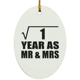 1st Anniversary Square Root of 1 Year As Mr & Mrs - Oval Ornament