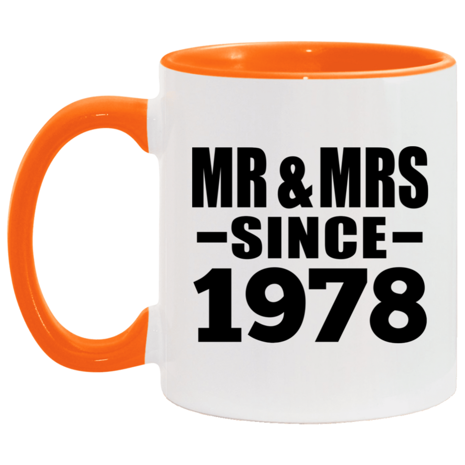 46th Anniversary Mr & Mrs Since 1978 - 11oz Accent Mug Orange