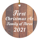 First Christmas As Family Of Three 2021 - Circle Ornament E