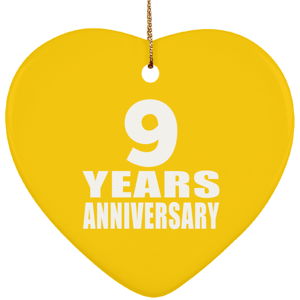 9th Anniversary 9 Years - Heart Ornament