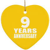 9th Anniversary 9 Years - Heart Ornament