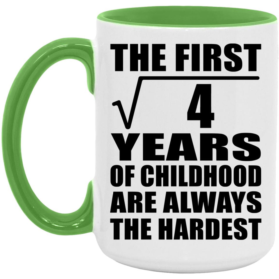 2nd Birthday Square Root of 4 Years of Childhood - 15oz Accent Mug Green