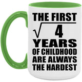2nd Birthday Square Root of 4 Years of Childhood - 15oz Accent Mug Green