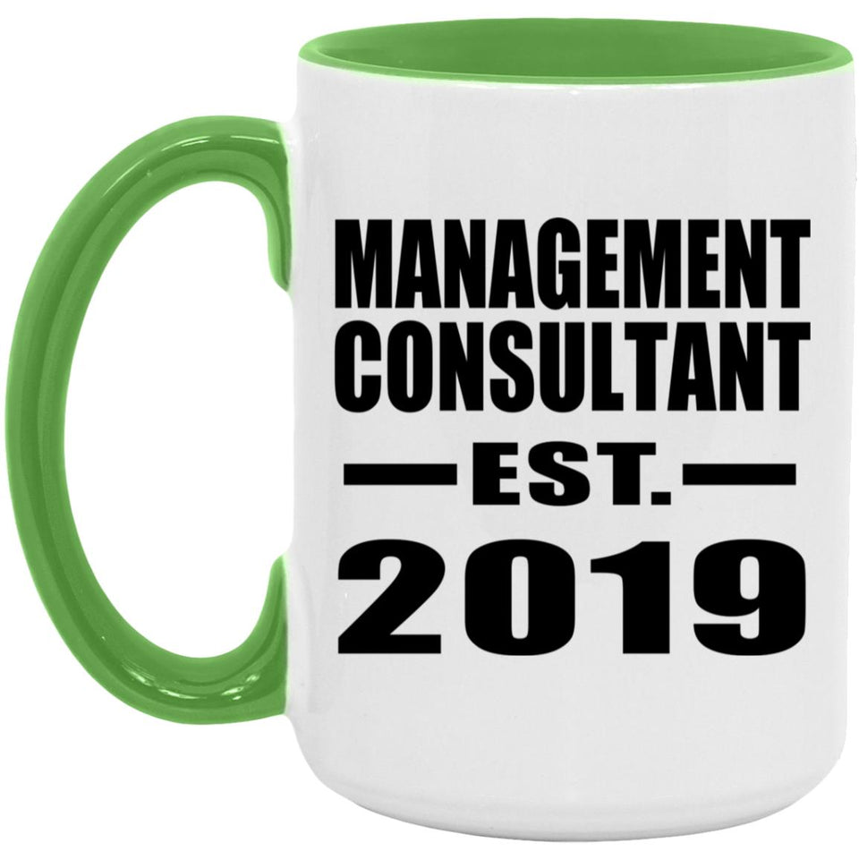 Management Consultant Established EST. 2019 - 15oz Accent Mug Green