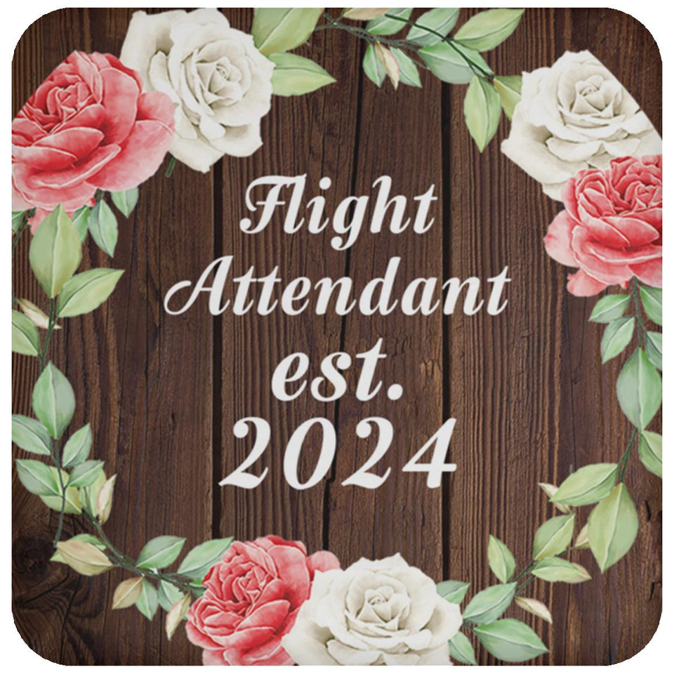 Flight Attendant Established Est. 2024 - Drink Coaster A